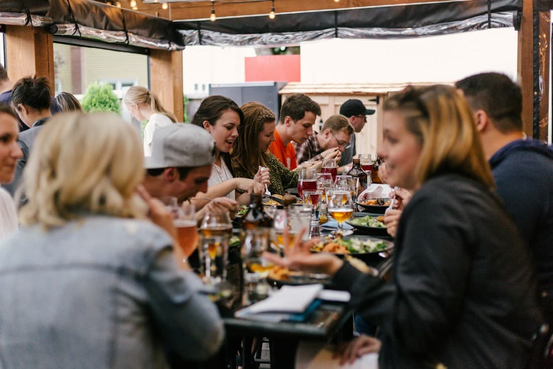 An illustrative shared meal with friends